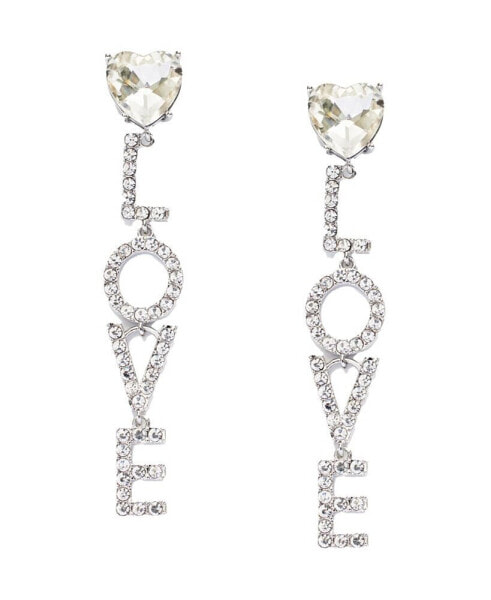 Faux Stone Pave LOVE Statement Drop Earrings