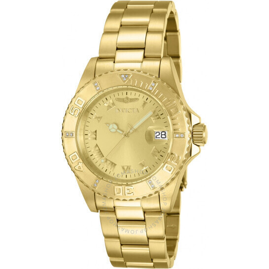 Мужские наручные часы с золотым браслетом Invicta Pro Diver Gold Dial Ladies Watch 12820