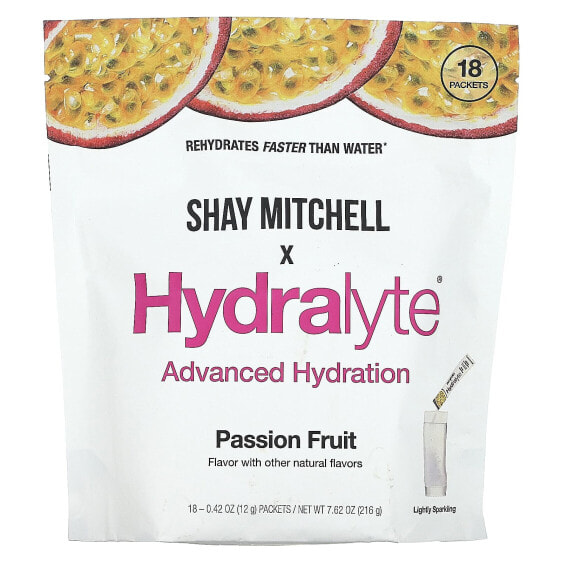 Hydralyte, Shay Mitchell, улучшенное увлажнение, маракуйя, 18 пакетиков по 12 г (0,42 унции)