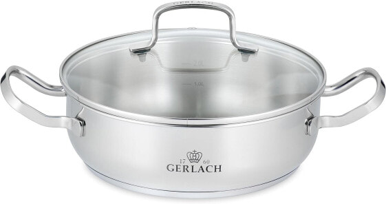 Gerlach pot with lid SIMPLE-24cm, 2L, stainless steel, silver, 24 cm