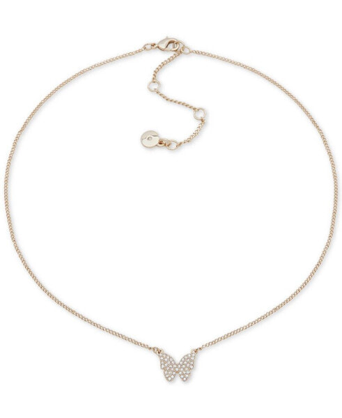 DKNY pavé Butterfly Pendant Necklace, 16" + 3" extender