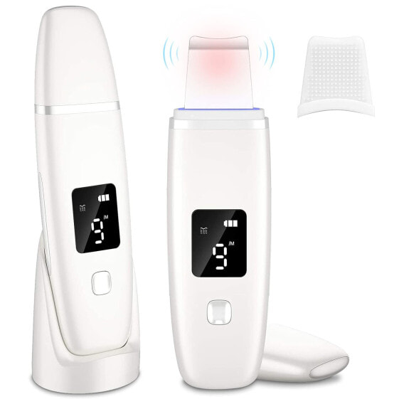 [Improved] Skin Scrubber Ultrasonic Exfoliator Pore Cleaner with 4 Modes, Blackhead Remover, Deep Cleansing, Ultrasonic Device Face EMS Ion Skin Cleaner for Facial Cleansing - White