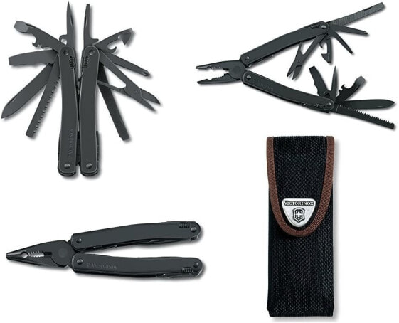 Victorinox Swiss Tool Spirit XBS Multifunction Tool, 27 Functions Burnished Steel Nylon Belt Case Grey, black