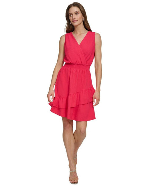 Women's Sleeveless Smocked-Waist A-Line Dress