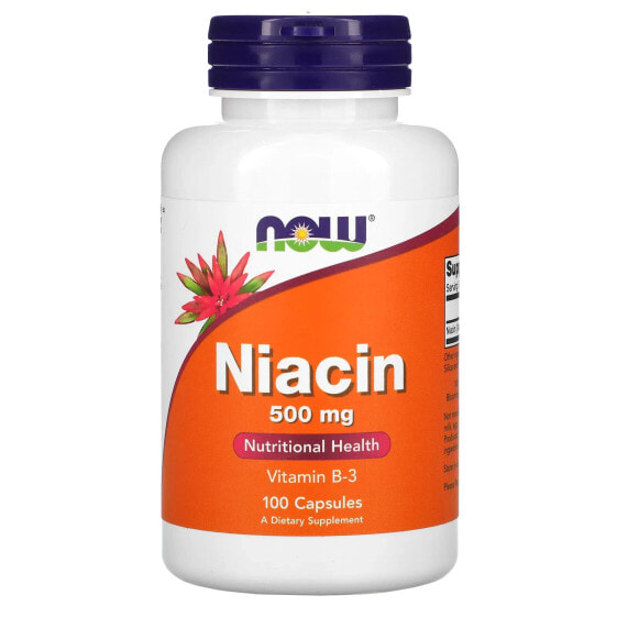 Витамины группы B NOW Ниацин 500 мг, 100 вегетарианских капсул