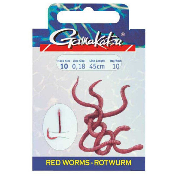 GAMAKATSU Booklet Red Worm 5260R Tied Hook 0.250 mm 45 cm