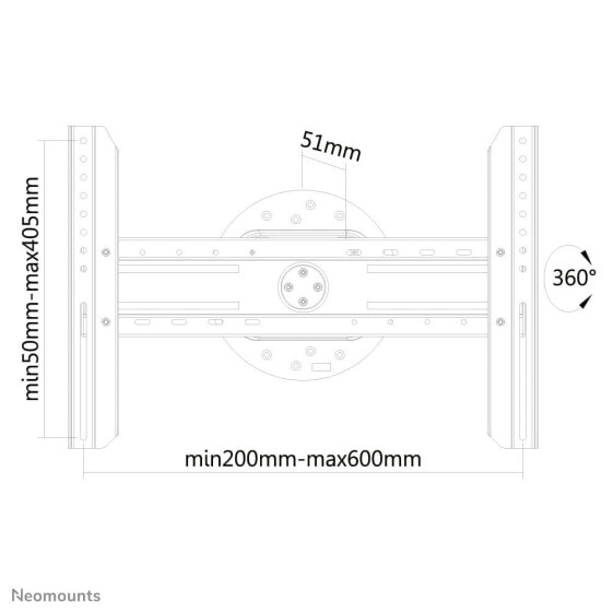 Кронштейн для ТВ NewStar Neomounts - 94 см (37") - 190,5 см (75") - 200 x 200 мм - 600 x 400 мм - 360° - Черный