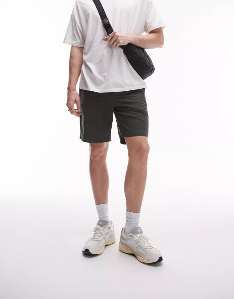 Topman elasticated waistband shorts in khaki