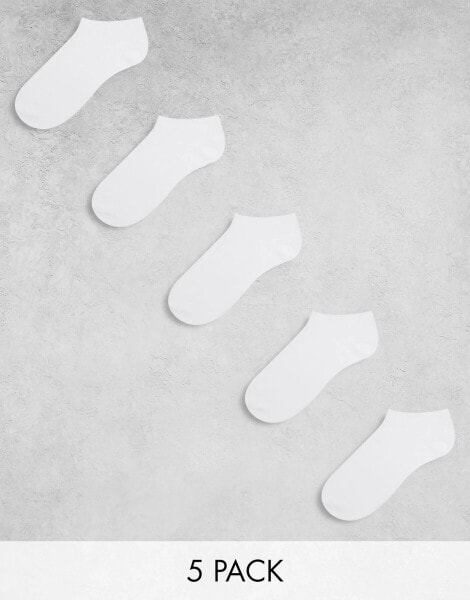 ASOS DESIGN 5 pack trainer socks in white