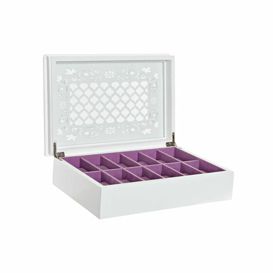 Jewelry box DKD Home Decor Watches 29 x 20 x 9,5 cm Crystal Lilac White MDF Wood