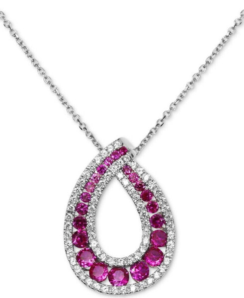 Macy's lab-Grown Ruby (1-1/2 ct. t.w.) & Cubic Zirconia Loop 18" Pendant Necklace in Sterling Silver