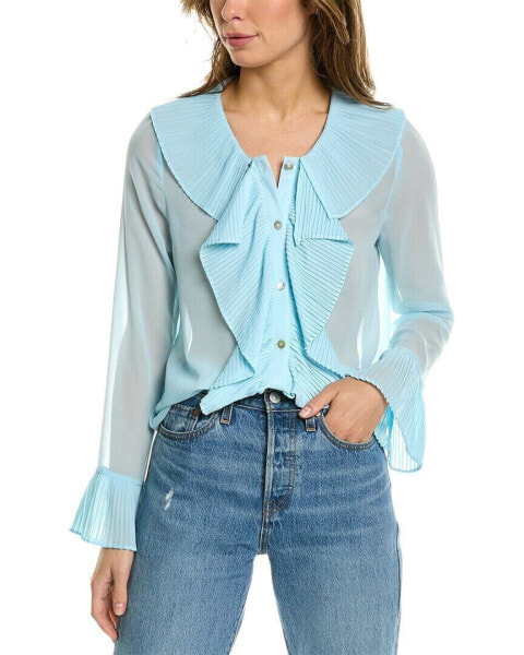 & Rouge Frill Blouse Women's Blue Xs