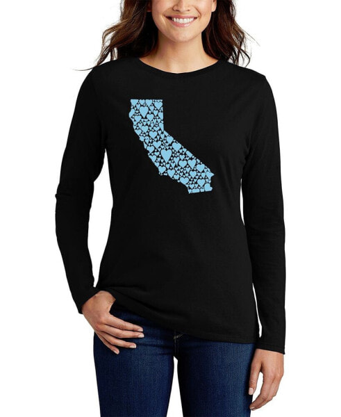 Women's California Hearts Word Art Long Sleeve T-shirt