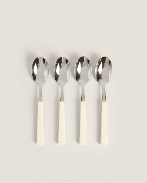 Set of dessert spoons with rectangular handle