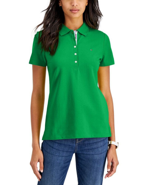 Women's Solid Short-Sleeve Polo Top