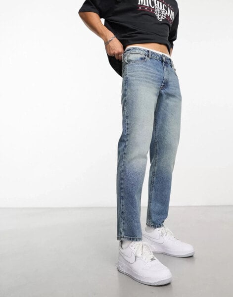 ASOS DESIGN tapered fit jeans in vintage tint - MBLUE