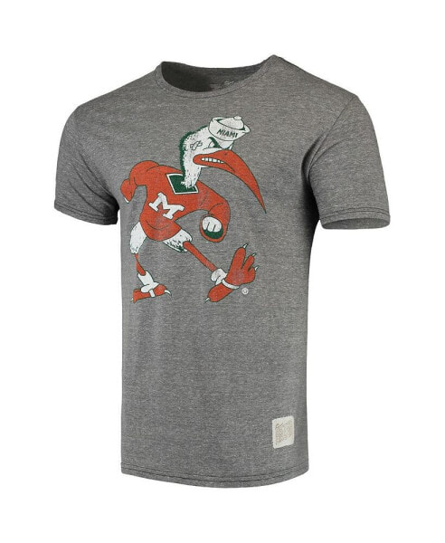 Men's Heathered Gray Miami Hurricanes Team Vintage-Inspired Tri-Blend T-shirt