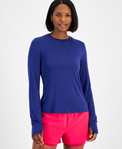 Women's Ruched-Back Thumb-Hole Long-Sleeve Top, Created for Macy's