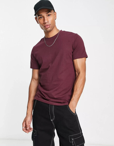 Jack & Jones oversized t-shirt in burgundy