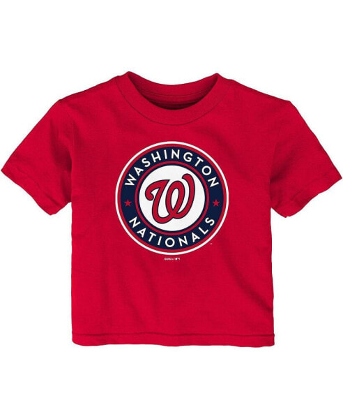 Boys and Girls Infant Red Washington Nationals Team Primary Logo T-shirt