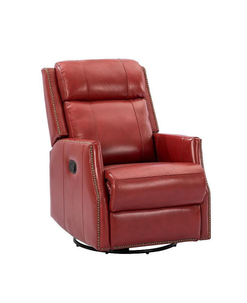 Marilia Genuine Leather Swivel Recliner with Nailhead Trims