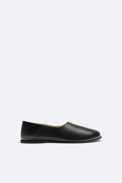 Темно-коричневые мужские мокасины ZARA Flat Leather