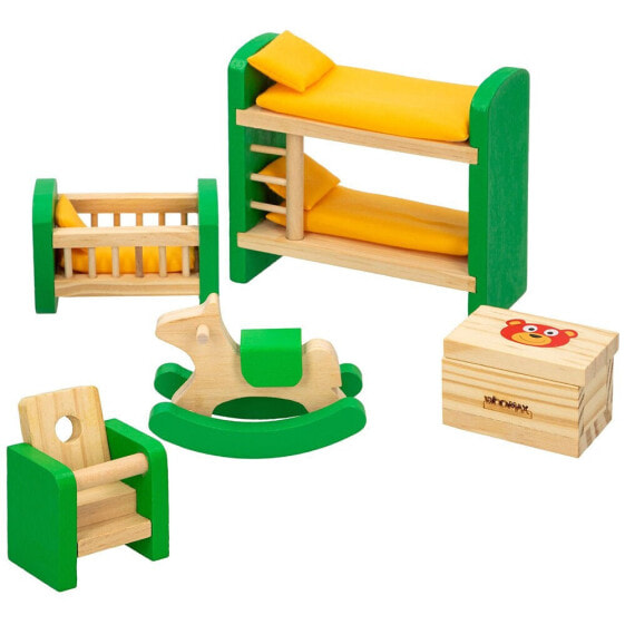 WOOMAX Wood Doll House Mobiliary Set