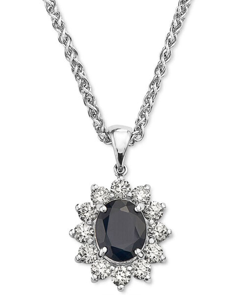 EFFY® Sapphire (2-7/8 ct. t.w.) & Diamond (1-3/8 ct. t.w.) 18" Pendant Necklace in 14k White Gold