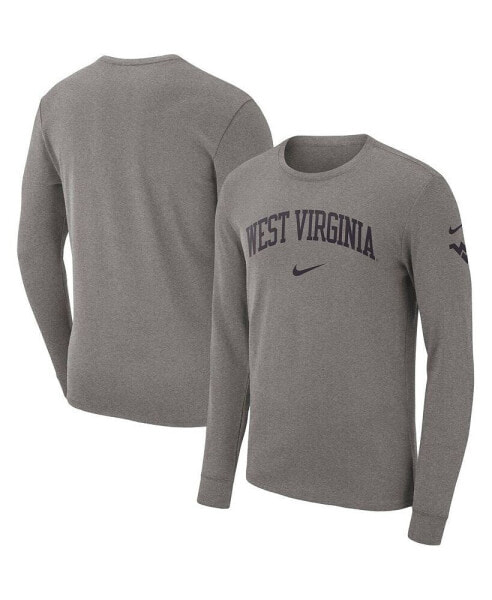 Men's Heather Gray West Virginia Mountaineers Arch 2-Hit Long Sleeve T-shirt