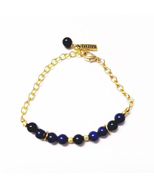 Women's Chain Bracelet with Blue Lapis Beads
