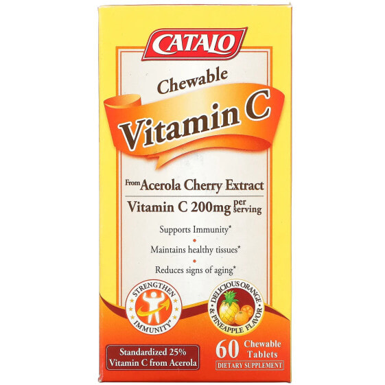 Chewable Vitamin C, Orange & Pineapple, 200 mg, 60 Chewable Tablets (100 mg per Tablet)