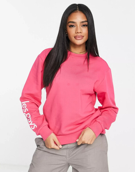 Les Girls Les Boys – Lounge-Sweatshirt in Himbeer-Rosa