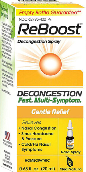 MediNatura Reboost Decongestant Противоотечный спрей облегчающий симптомы простуды  20 мл