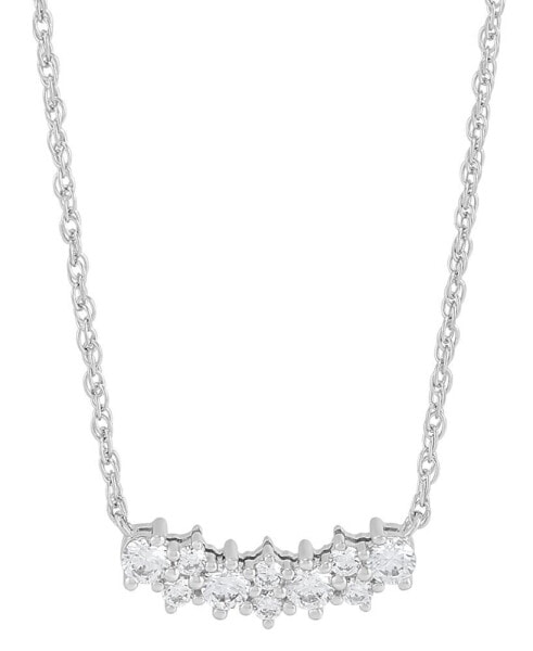 Forever Grown Diamonds lab Grown Diamond Horizontal Cluster Bar Pendant Necklace (3/8 ct. t.w.) in Sterling Silver or 14k Gold-Plated Sterling Silver, 16" + 2" extender