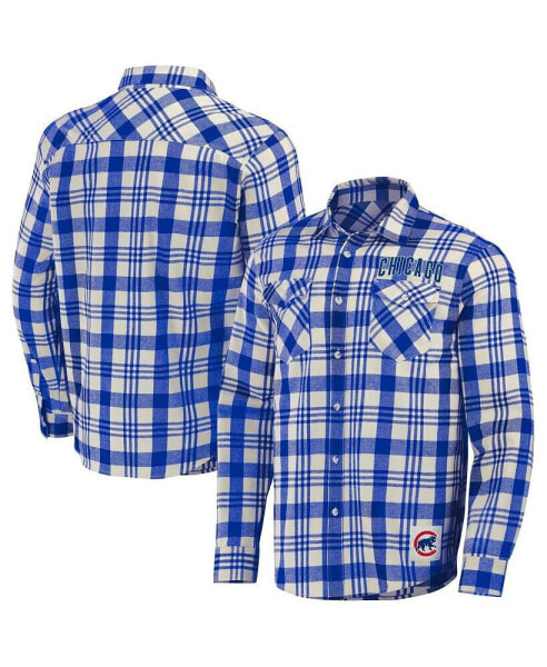 Men's Darius Rucker Collection by Royal Chicago Cubs Plaid Flannel Button-Up Shirt