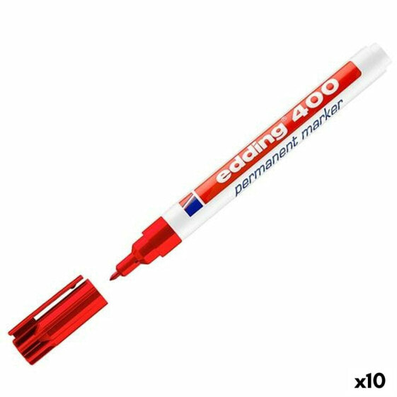 Фломастеры EDDING Постоянный маркер 400 Красный 1 мм (10 штук)