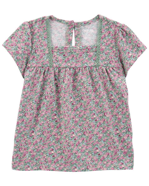 Toddler Floral Print Crochet Top 2T