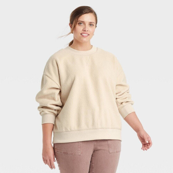 Universal Thread Women's Ivory Polyester Long Sleeve Fleece Sweatshirt Size 4X