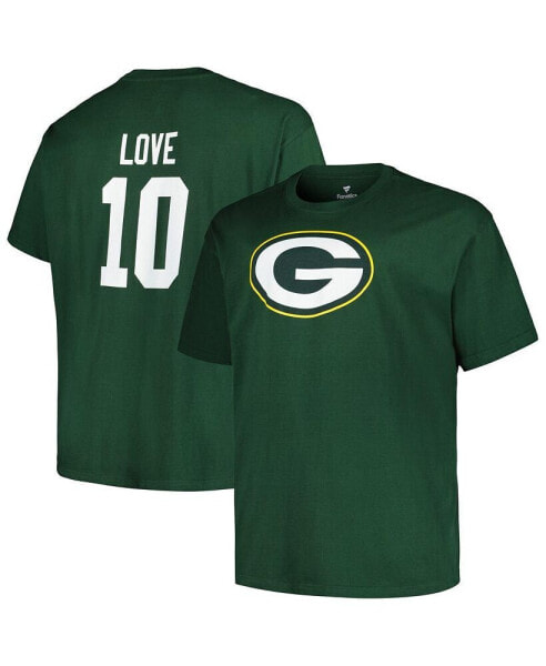 Men's Jordan Love Green Green Bay Packers Big and Tall Player Name and Number T-shirt