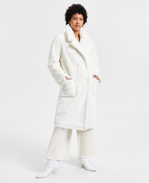 Juniors' Faux-Fur Double-Breasted Coat, Created for Macy's