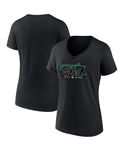 Women's Black Boston Celtics Hometown Collection 617 V-Neck T-shirt