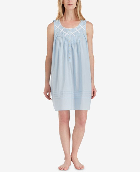 Cotton Lace-Trim Short Nightgown