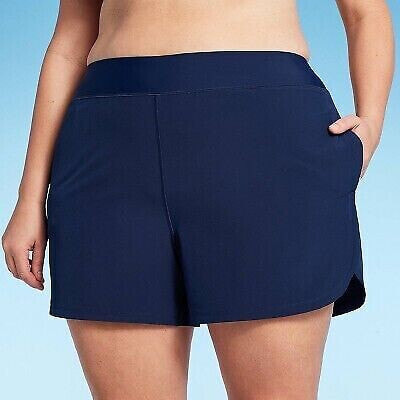 Lands' End Women's 5" UPF 50 Swim Shorts - Navy Blue 1X