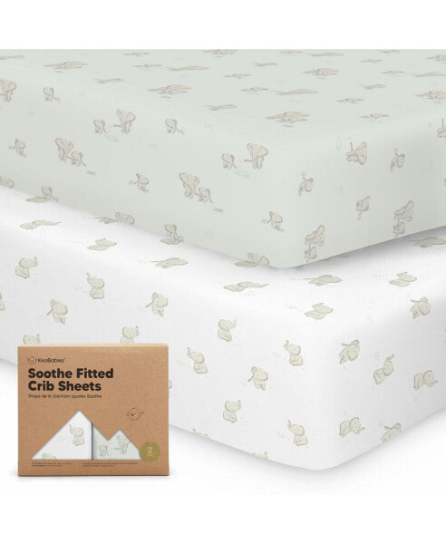 2pk Soothe Fitted Crib Sheets Neutral, Organic Baby Crib Sheets, Fits Standard Nursery Baby Mattress