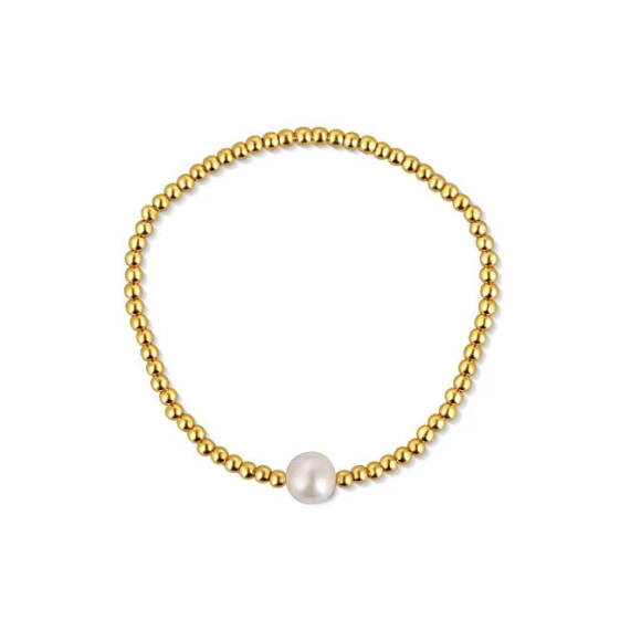 Gold-plated beaded bracelet with real freshwater pearl JL0714