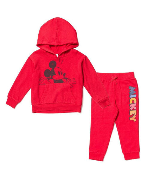 Baby Boys Mickey Mouse Baby Fleece Pullover Hoodie and Jogger Pants Set to