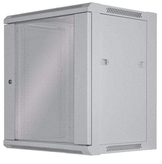 Intellinet Network Cabinet - Wall Mount (Standard) - 12U - Usable Depth 260mm/Width 510mm - Grey - Flatpack - Max 60kg - Metal & Glass Door - Back Panel - Removeable Sides - Suitable also for use on desk or floor - 19",Parts for wall install (eg screws/rawl plugs) n