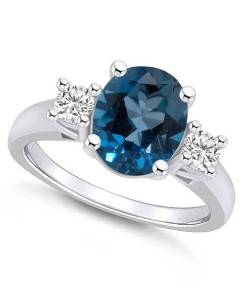 London Blue Topaz and Diamond Ring (3-5/8 ct.t.w and 1/3 ct.t.w) 14K White Gold