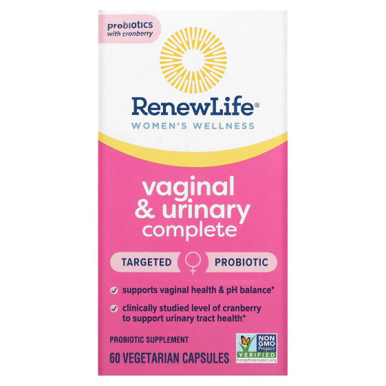 Витамины и БАДы для здоровья женщин Renew Life Women's Wellness, Vaginal & Urinary Complete, 60 вегетарианских капсул
