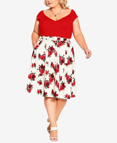 Plus Size Vintage Rose Skirt